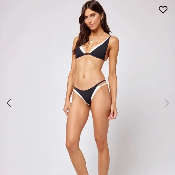 Lspace Black/White Seamless Bikini Size Small